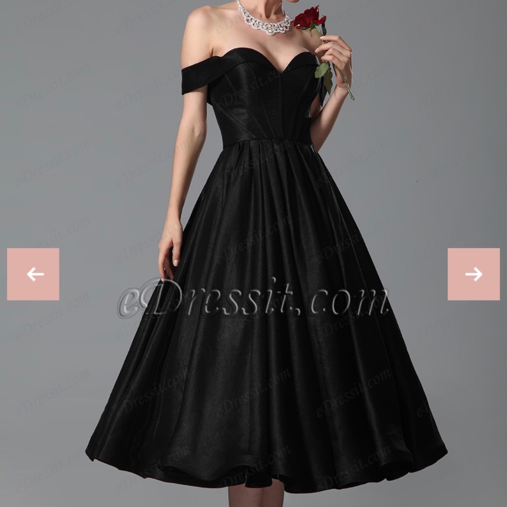 Sweetheart Off Shoulder Tea Length Gown - Size UK 10